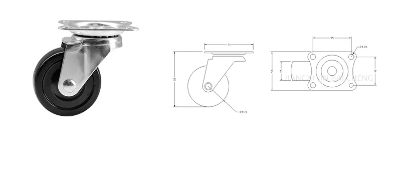 Custom Wholesale 2.5 Inch Rubber Castor Furniture Cart Wheel Swivel Plate Locking Industrial Caster Heavy Duty Caster for Shopping Cart