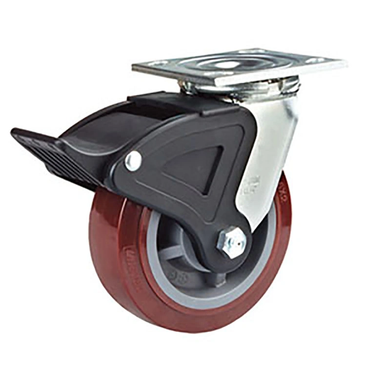 5 Inches Heavy Duty Rotating Swivel Caster with PU Wheel (with nylon total lock)