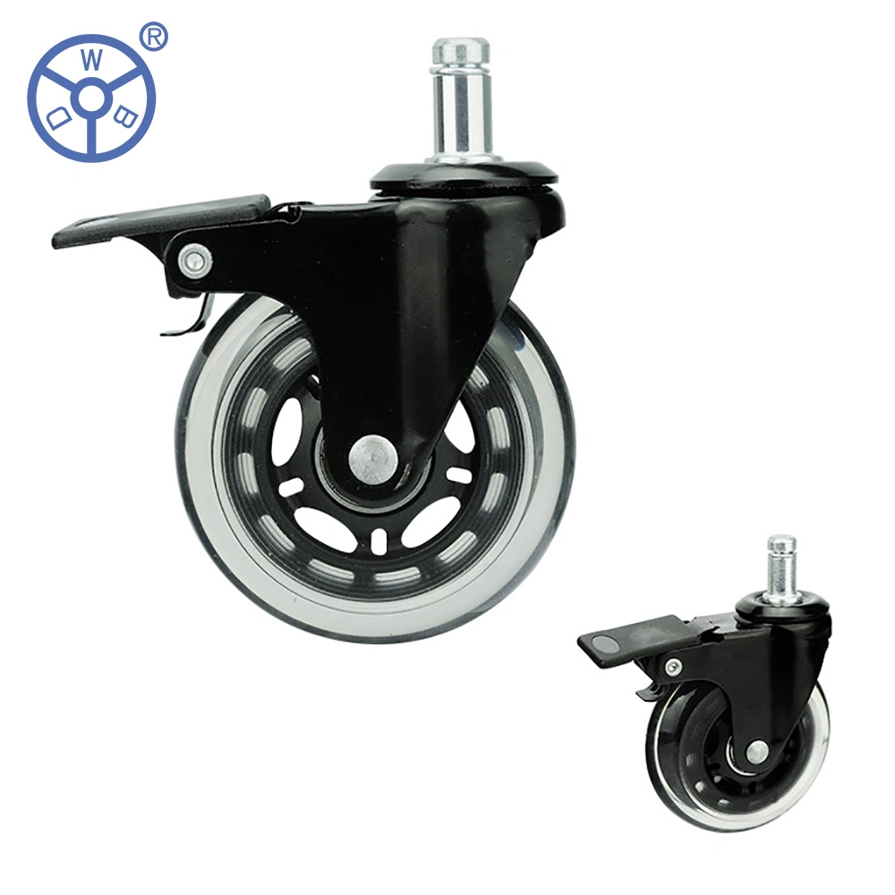 Wbd Replacement Factory Universal 2/2.5/3 Inch Rollerblade Transparent PU Rubber Furniture Office Chair Wheels Rollerblade Caster