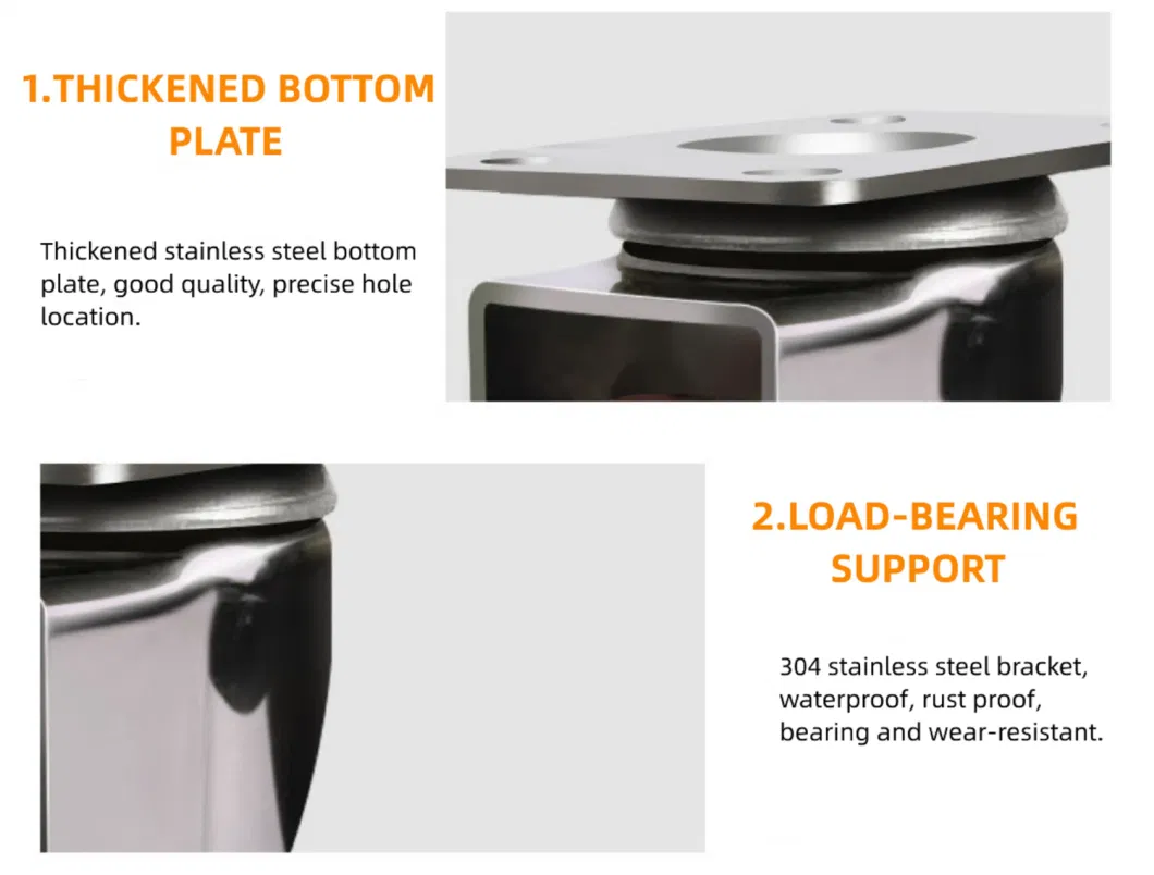 Double Bearing Load Capacity PU Wheel Rigid Caster