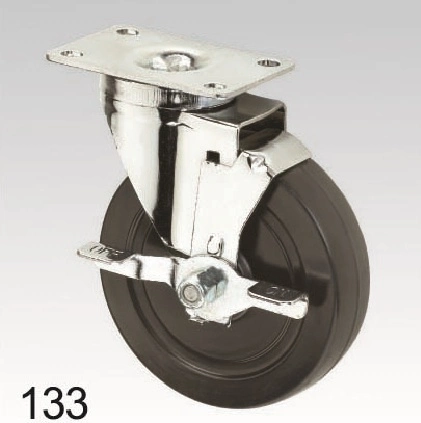 Black Rubber Wheel Swivel Screw Top Caster