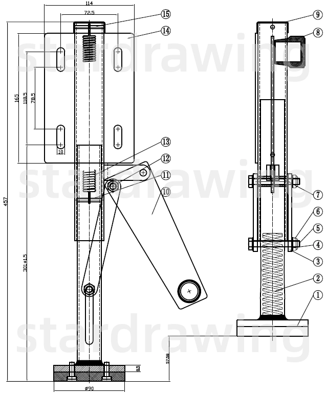 Stardrawing Side Mounting Adjustable Height Floor Truck Locks for Caster Wheel