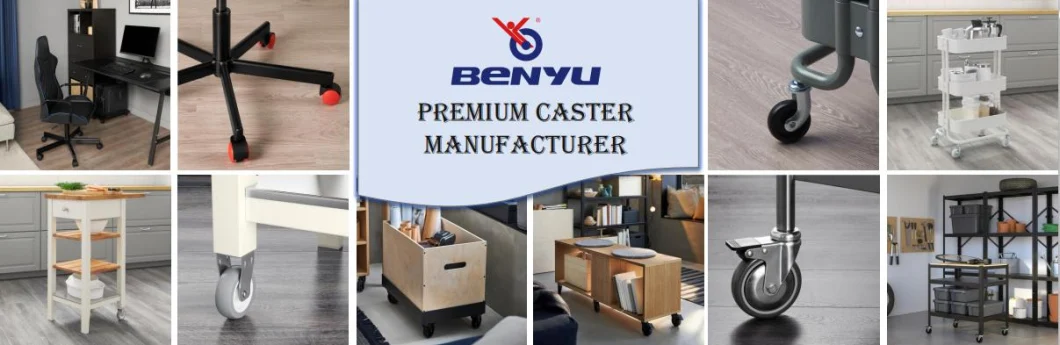 Benyu Casters 8 Inch Heavy Duty PU Universal Wheel Swivel and Fixed Caster Cart Equipment Wheel with Brake