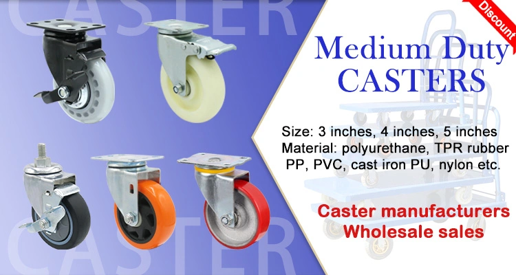 Casters Wholesale Swivel Plate PU Caster Wheel 4 Inch with Brake
