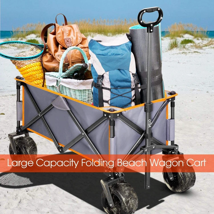 Picnic Camping Wagon Foldable Beach Wagon Big Wheels for Camping