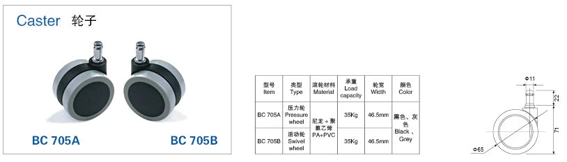 Bc705b Nylon Office Chair Caster Wheel PP Caster Wheel