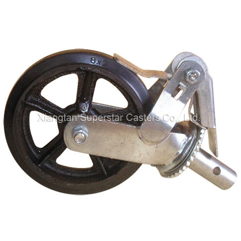 6&quot; 8&quot; PU Rubber Threaded Stem Brake Caster Roulette Wheels