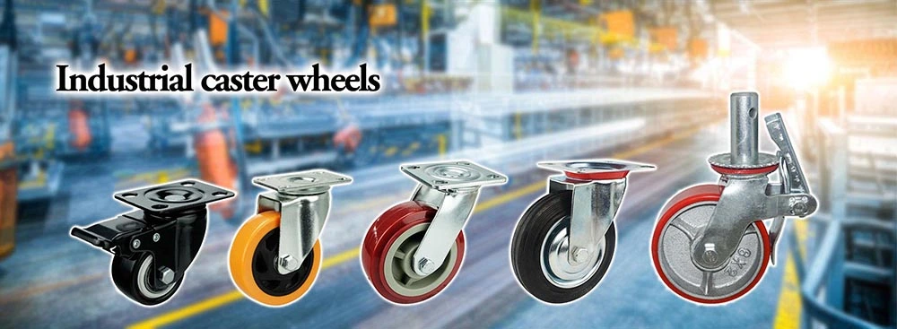 Wbd PU Swivel Medium Duty 5 Inch Industrial Brake Caster Wheel for Trolley Cart
