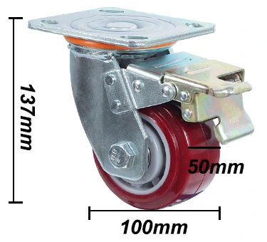 Heavy Duty Polyurethane Swivel Industrial Rubber Caster Trolley Cart Wheels