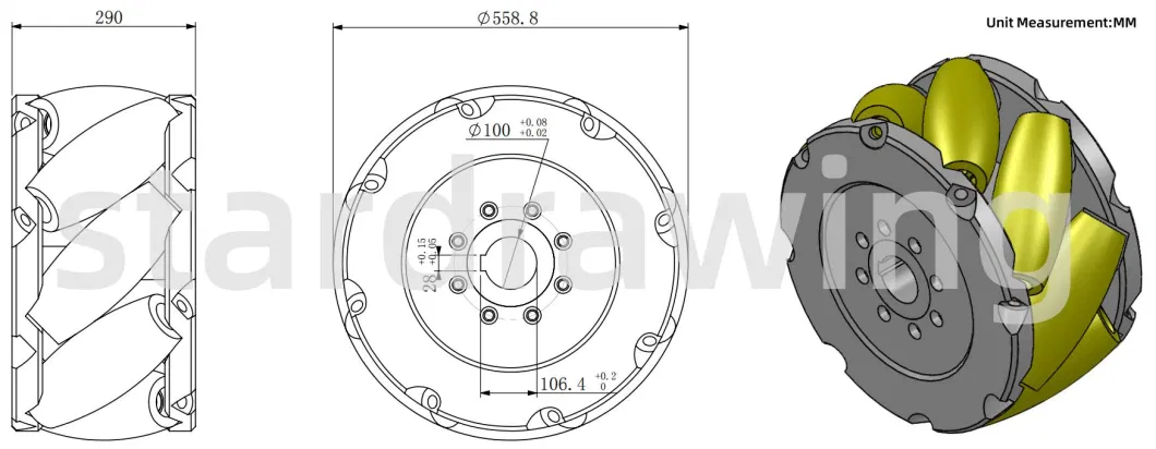 Stardrawing 22inch 558mm Heavy Duty Industrial Agv Mecanum Wheel