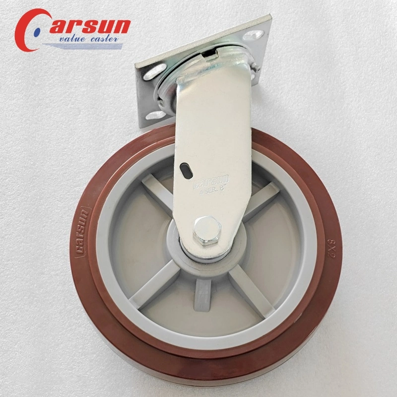 100/125/150/200mm Casters Heavy Duty 4/5/6/8 Inch Caster Swivel PU Industrial Castor Wheel with Metal Brake