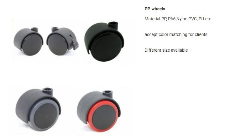 Various Types PVC Nylon Material Smooth Caster Wheels Fro Trollry Swivel Chairs