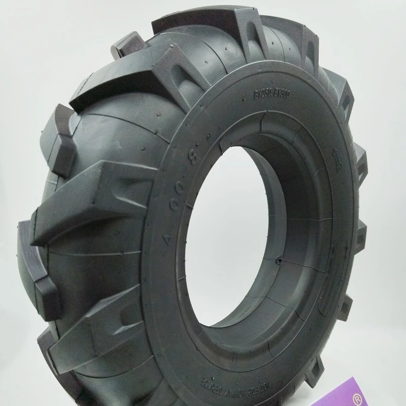 4 X 8 Inch Cleats Pattern Semi-Pneumatic Rubber Wheel