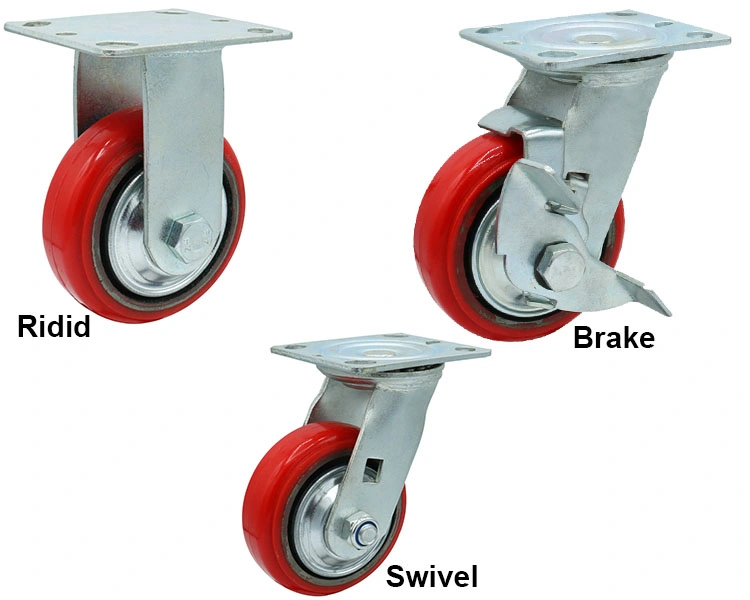 Heavy Duty Trolley Wheels Iron Core Polyurethane Caster Wheel 5 Inch