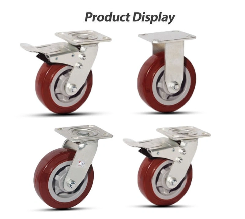 5 Inch Swivel Caster Wheels with Dual Locking Heavy Duty Polyurethane Casters