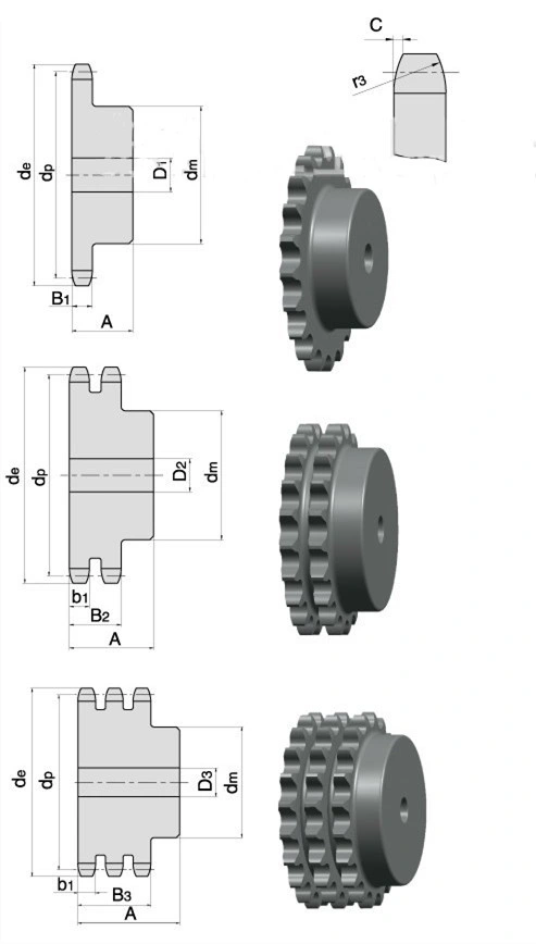 Conveyor Chains Transmission Parts Sprockets Manufacturer Price C45 Carbon Stainless Steel Gear Taper Bore Bush Lock Hub Cast Wheel Idler Plate Wheel