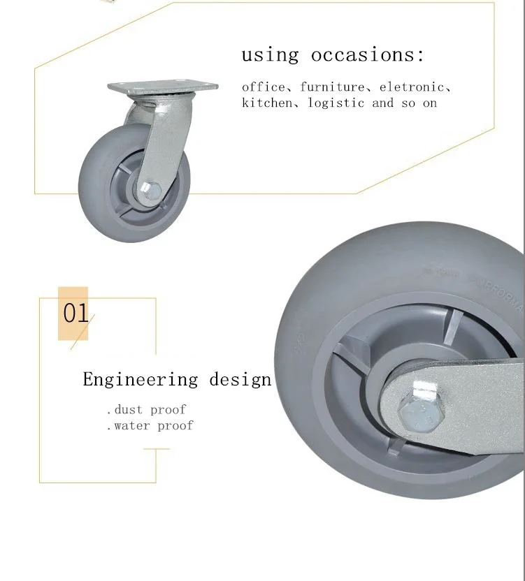 High Quality Heavy-Duty 4/5/6/8 Inch Grey Wheel Direction Industrial Caster Wheel