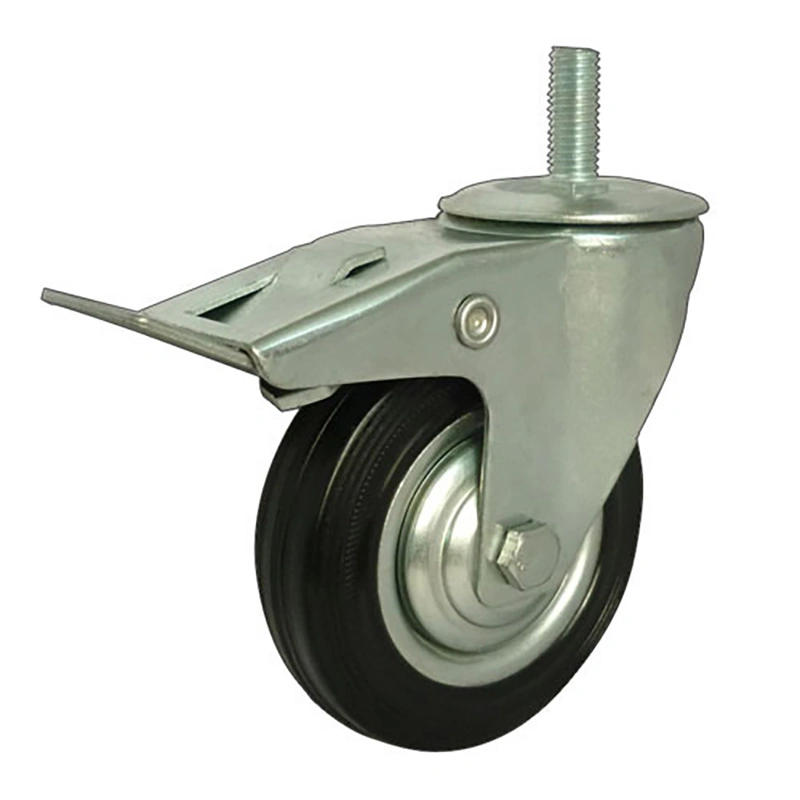 Industrial Caster Wheel Solid Rubber Metal Bracket Swivel Plate with Dust Proof Cover Cart Industrial Caster