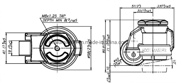 Auto Caster Wheel Gd-40s M8 for Equipment or Machine Load 100kg