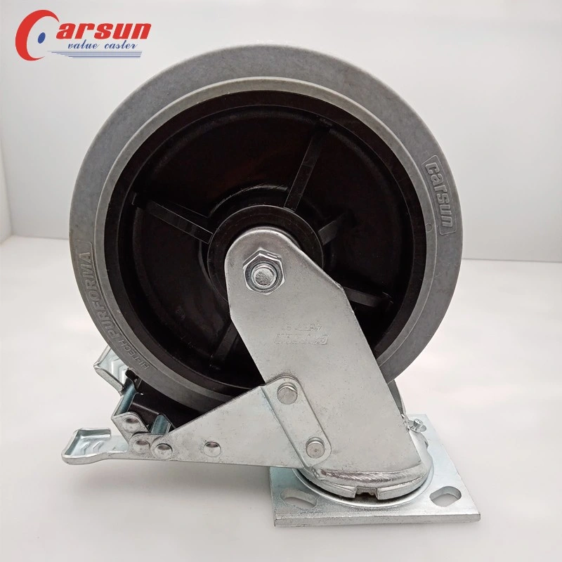 125mm Heavy Duty Swivel Castors 5 Inch Conductive Performal Rubber Caster Wheel with Side Brake