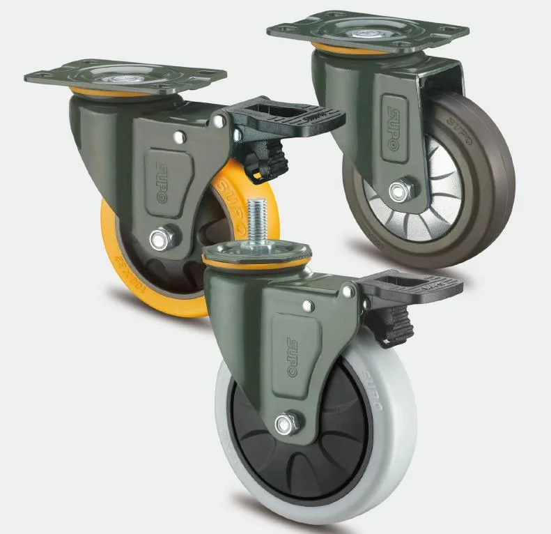 European Type Dual Wheels Moving Plate Swivel 50 mm 2 Inch Diameter Caster Wheels with Lock