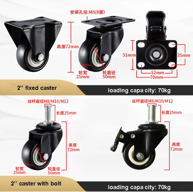 Experienced Factory Hardware Manufacturer Heavy Duty Industry Caster Wheel Hospital Medical Plastic Wheel Fixed Swivel Castor Rotating Brake Industrial Caster