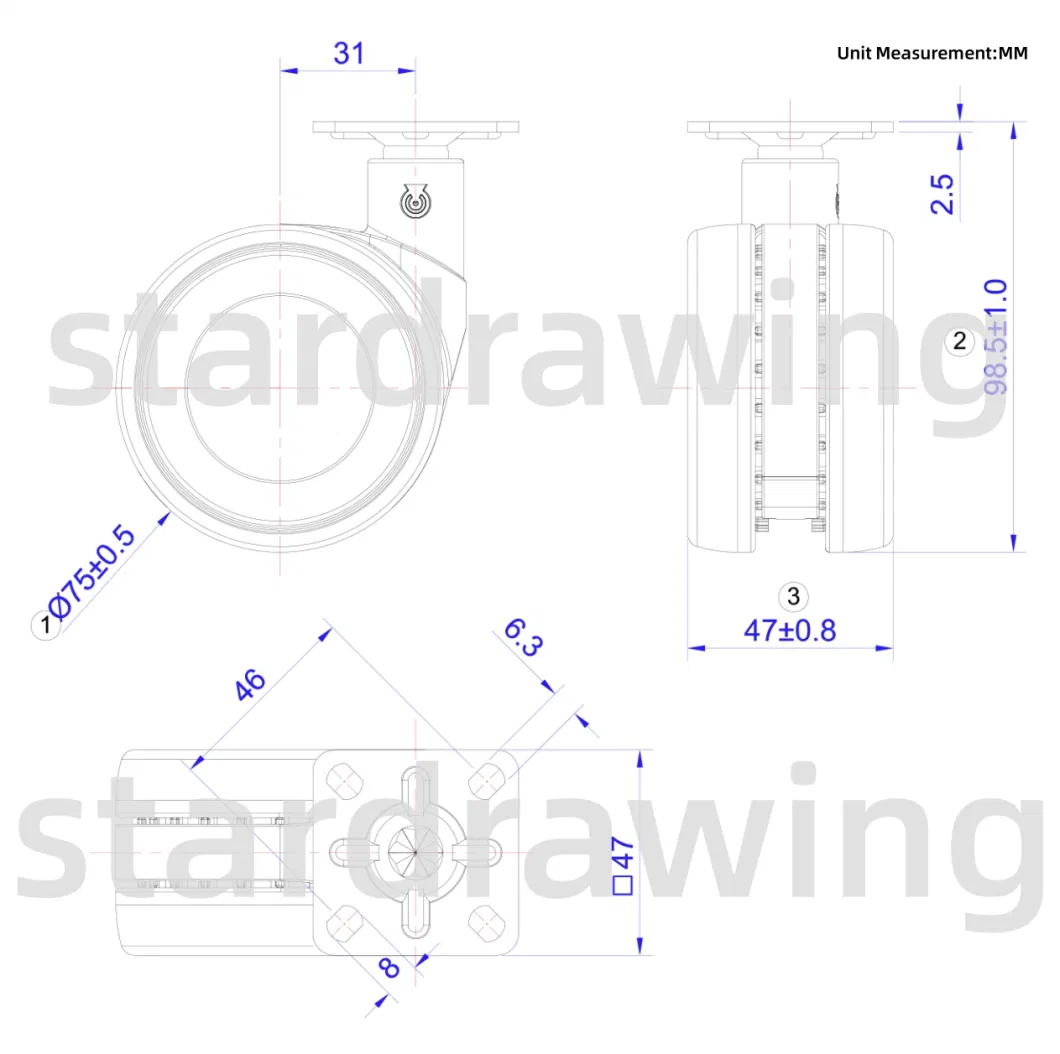 Stardrawing 75mm 3inch Hollow Dsigned Cabinet Casters Wheels