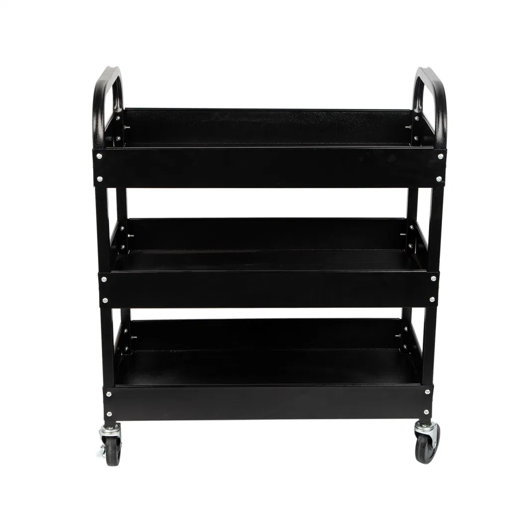 Heavy Duty 4 Wheels 3-Tier Service Mobile Industrial Utility Tool Carts Two Shelf Tooling Service Cart Storage Trolley