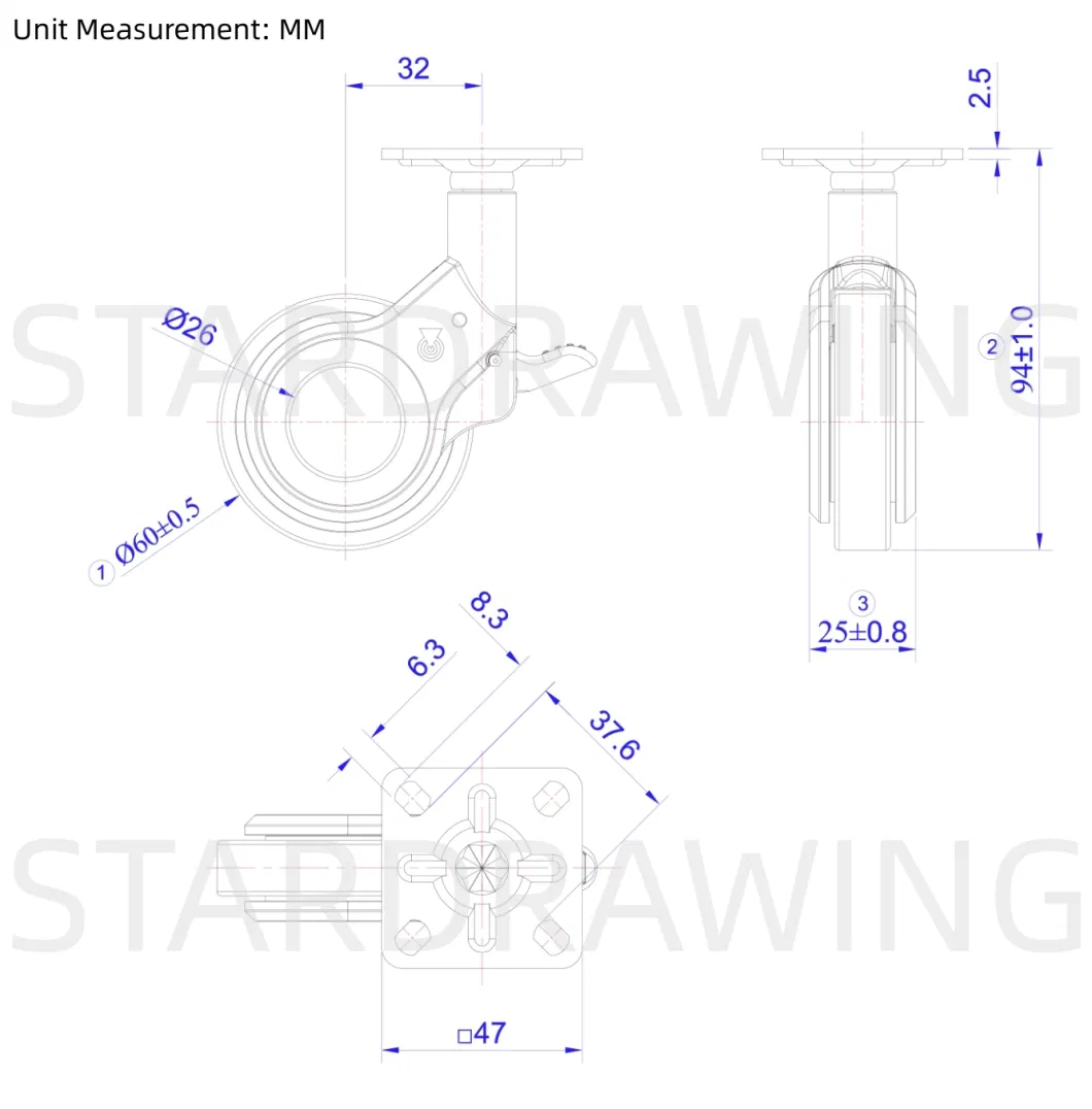 Stardrawing 75mm Black Office Chair Replacement Caster Wheels