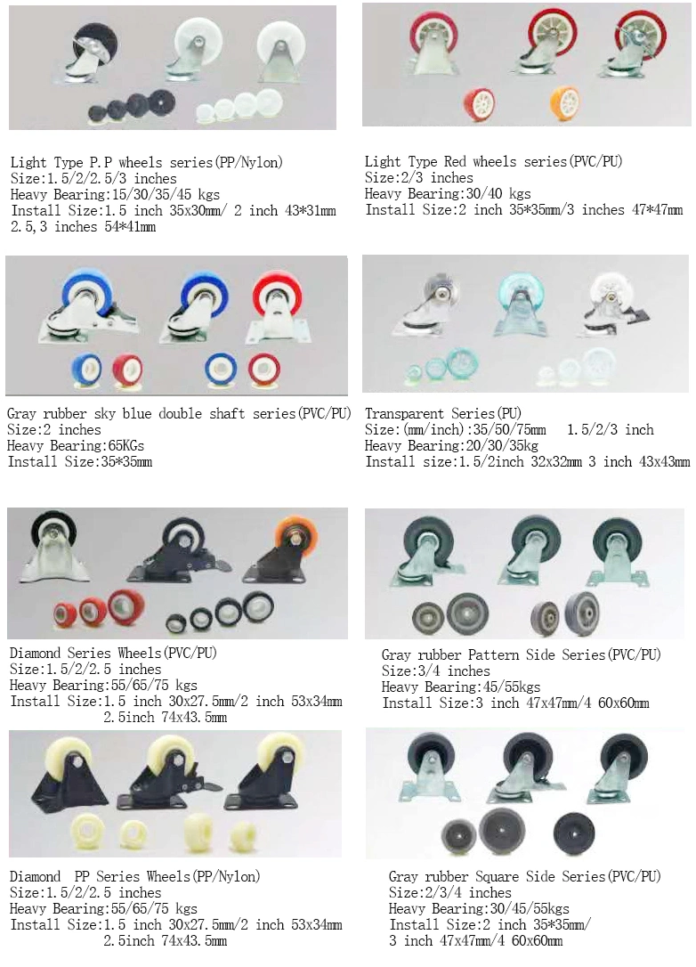 Different Colors Industrial Rubber Cart Wheels for Workbench Locking Heavy Duty Caster Wheels