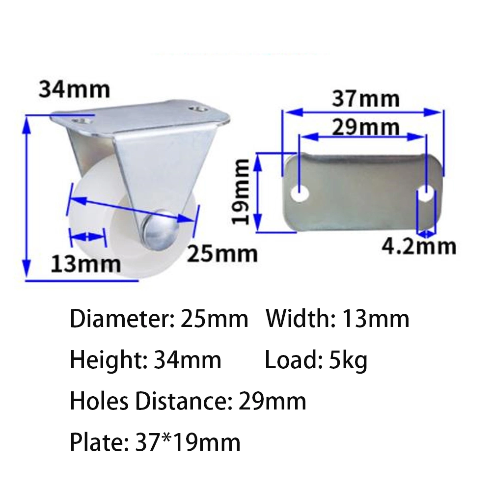 Light Duty 1/1.2/1.5/2/2.5/3 Inch White PP Wheel Caster Nylon Directional Wheel Screw Brake Wheel Swivel Casters Furniture Threaded Stem Universal Wheel