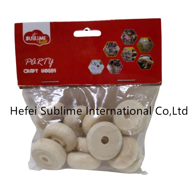 Wood Tread Wheels with Hole, 12PCS