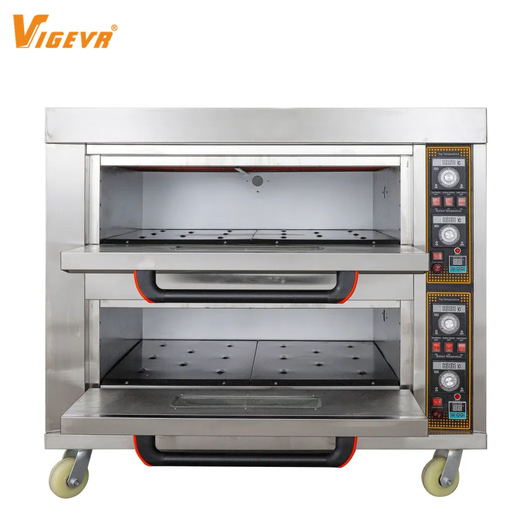 Commercial Industrial Bakery Equipment Supplies Electric Good Quality Stainless Steel Table Top Bakery Gas Oven 1 Deck 2 Trays Electric Bread Pizza Baking Oven