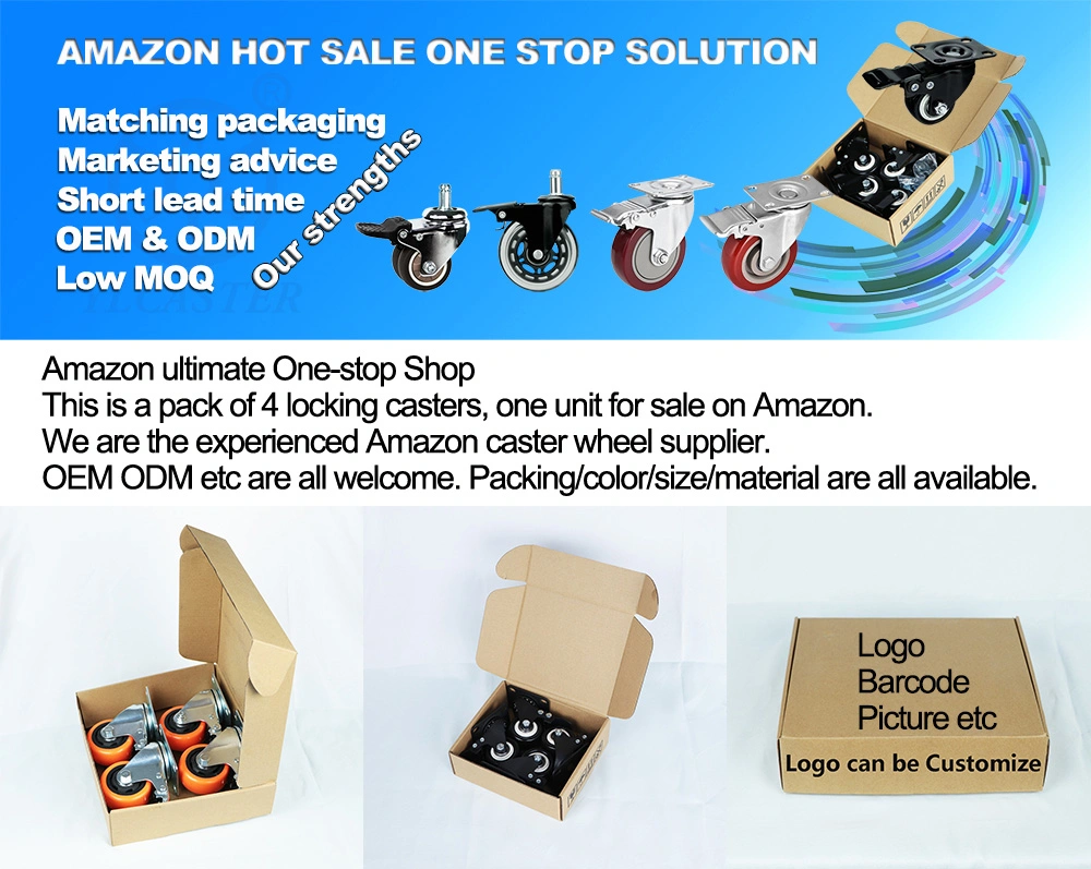 Amazon Hot Sale 6inch 150mm Heavy Duty PVC Orange Caster Hand Cart Trolley Wheels