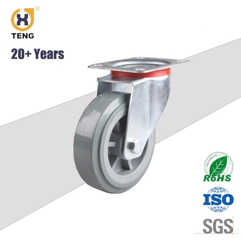 Heavy Duty Swivel Plate PU Locking Industrial Caster Trolley Castor Wheel with Brake