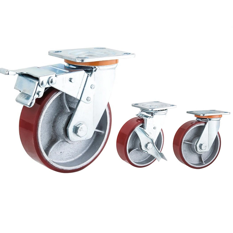 Manufacturer 3 Ton PU Iron Injection Adjustable Industrial Caster Wheels