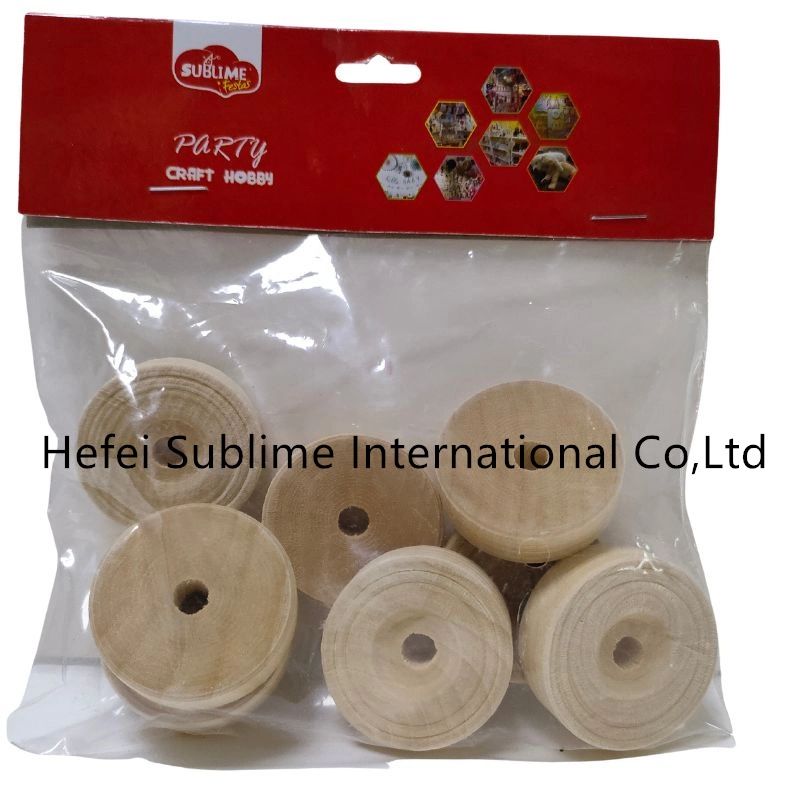 Wood Tread Wheels with Hole, 12PCS