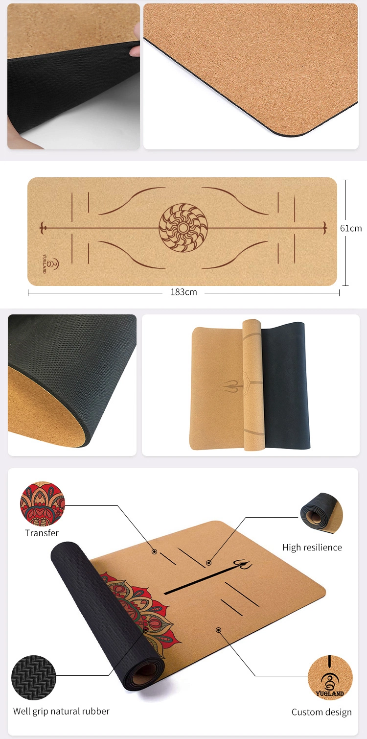 Yoga Mat Cork Natural Rubber and Wood Manufacturing Gym Group Class Yoga Pilates Supplies