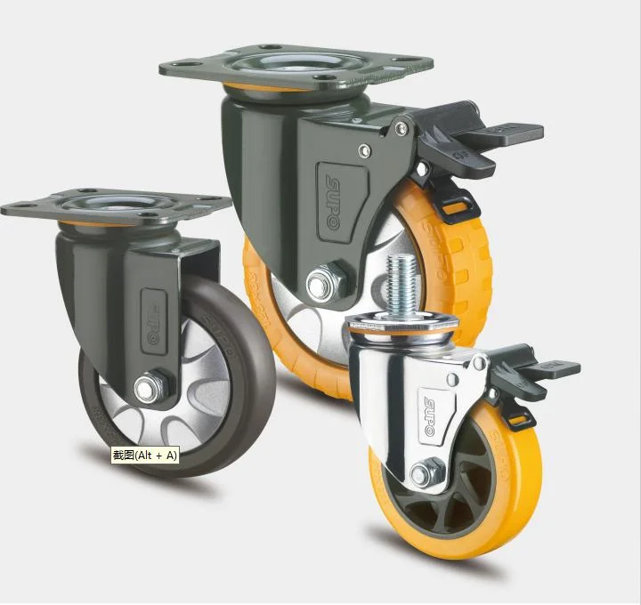 4-Inch Medium Light Duty Swivel Caster with PU Wheel Total Lock Brake