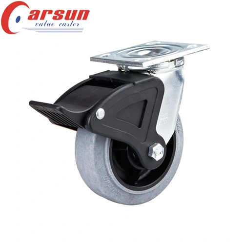 125mm Heavy Duty Swivel Castors 5 Inch Conductive Performal Rubber Caster Wheel with Side Brake