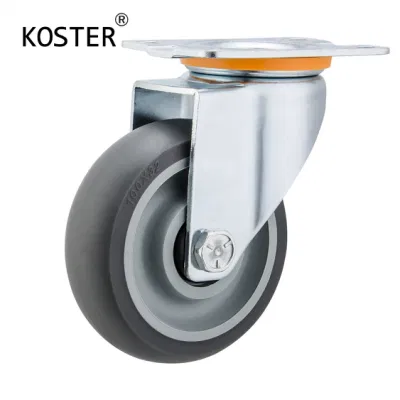  3 4 5 pollice industria trolley Mobili TPR Grigio morbido Ruote orientabili con piastra in gomma