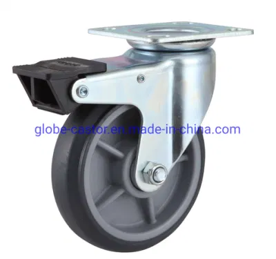 Ruota per carrello per impieghi pesanti TPR con piastra superiore da 4- 8 pollici Con freno (grigio)