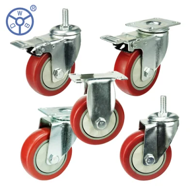 Amazon Supplier 3/4/5 pollici girevoli di bloccaggio ruote in PVC/PU ruota Ruote industriali per impieghi gravosi con freno di sicurezza