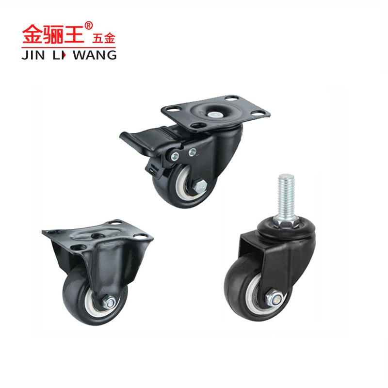 1.5 2 2.5 3 Inch Light Duty Furniture Office Chair Castor PU Wheel Fixed Swivel Threaded Stem Casters Wheels with Brake Industrial Caster Wheel