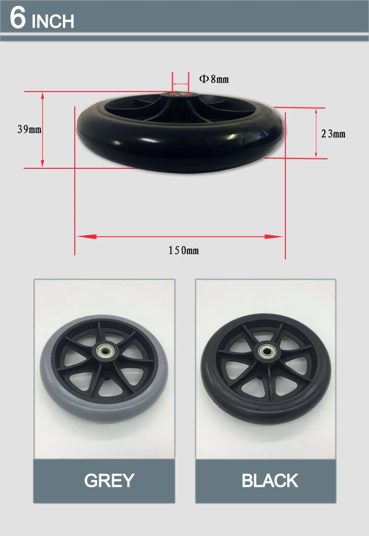 Jq Caster Walker Rollator Swivel Plastic Small Solid Airless Wheel 200mm