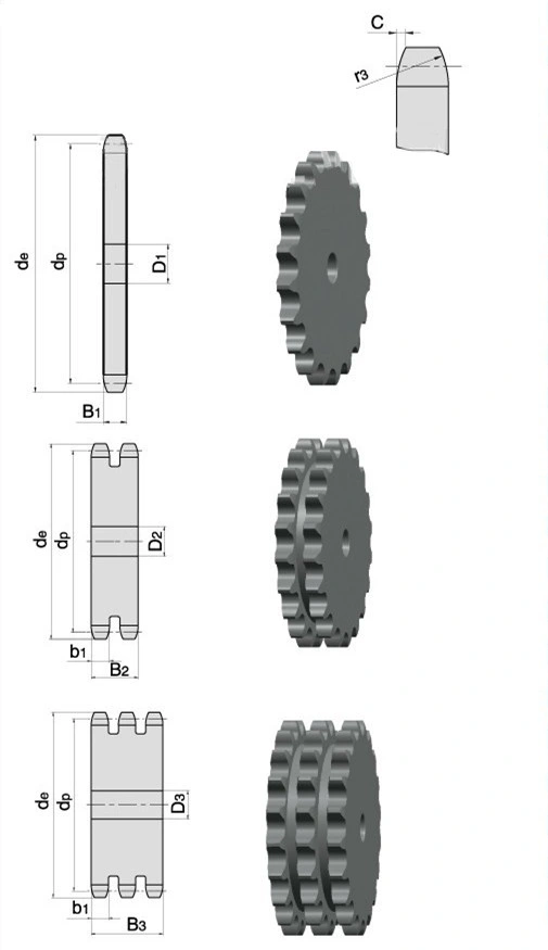 Short Pitch Precision Standard Roller Chains and Bush Chains 32A Series Plate Wheel &amp; Sprocket