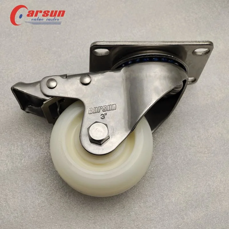 Ss Castors 4/5/6/8 Inch PU Swivel Casters Heavy Duty 304 Stainless Steel Industrial Caster Wheel with Brakes