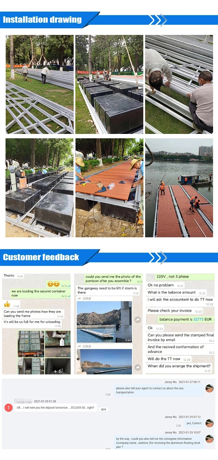 New Technology Product in China Ponton Flottant Floating Dock Floating Platforms Float Pontoon