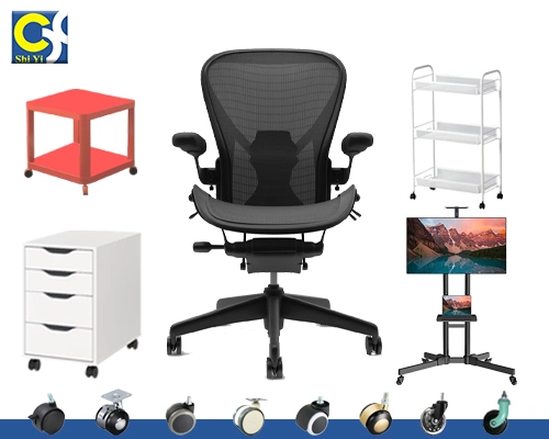 Wholesale Furniture Caster Office Chair Swivel Nylon Caster 1.5/2 Inch 30mm 40mm 50mm Plastic Twin Castor Wheel