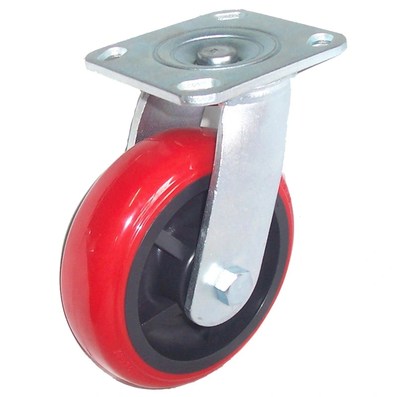 Trolley Wheel, Heavy Duty Solid Polyurethane Trolley Industrial Caster Wheel, 6 Inch Caster Wheel with Polyurethane, Swivel Caster with PU Wheel